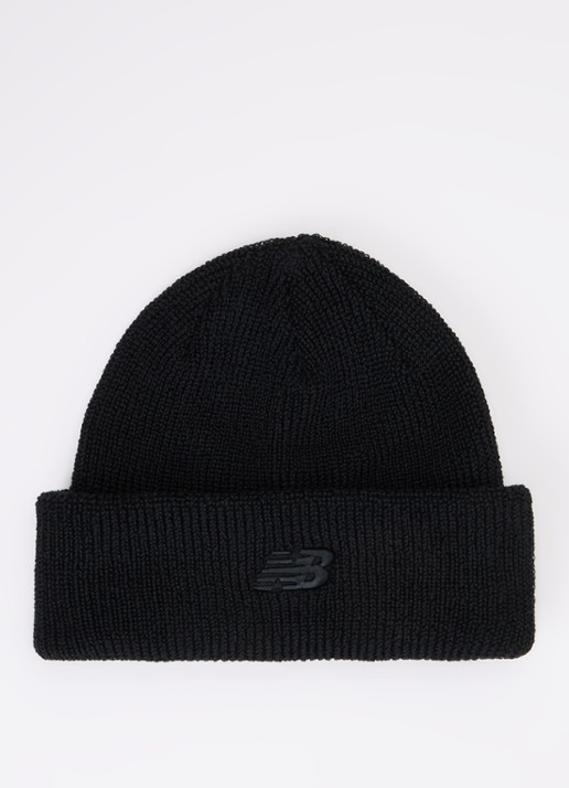 New Balance Grofgebreide muts met logoborduring - voorkant zwart