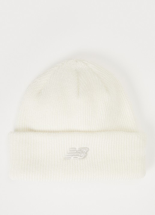 New Balance Grofgebreide muts met logoborduring - voorkant gebroken wit