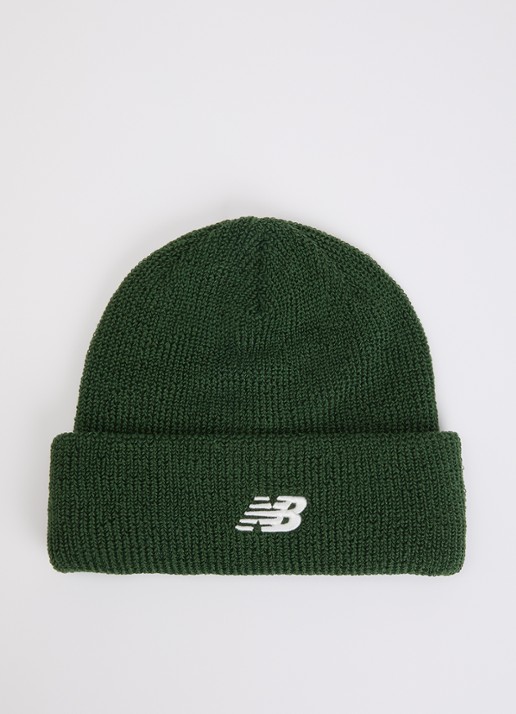 New Balance Grofgebreide muts met logoborduring - voorkant donkergroen