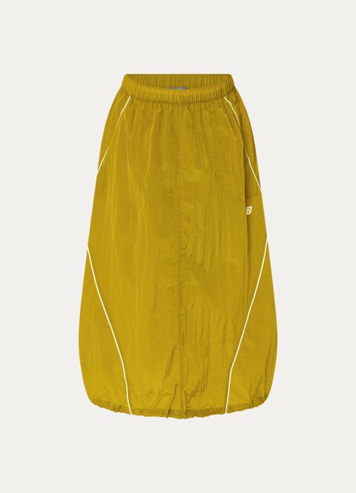 New Balance High waist maxi rok met logo en steekzakken - voorkant 3 okergeel