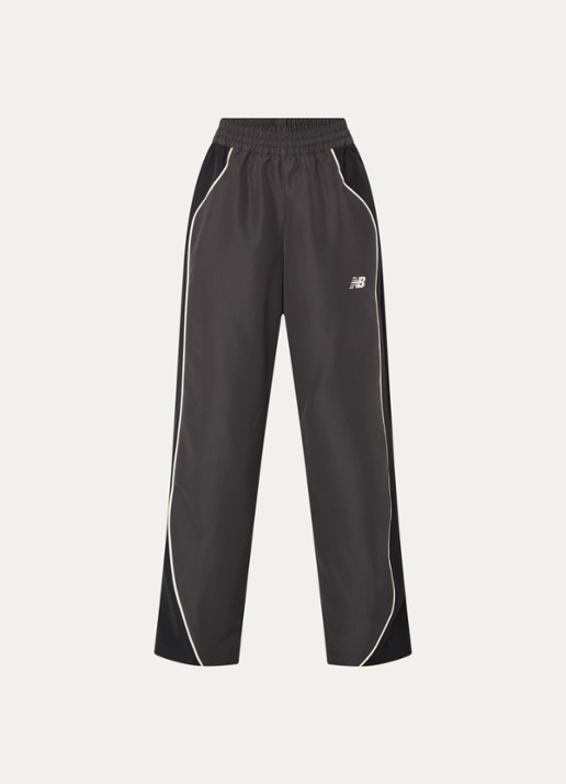 New Balance High waist wide fit trackpants met logoprint - voorkant donkergrijs