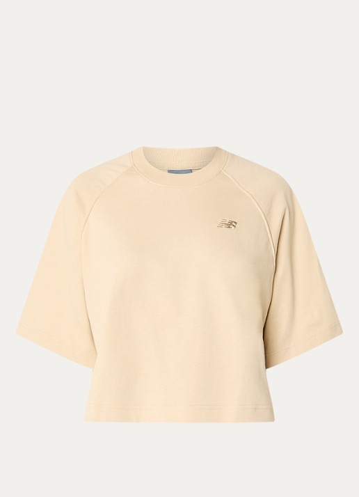 New Balance Oversized T-shirt met logoborduring - voorkant 3 beige