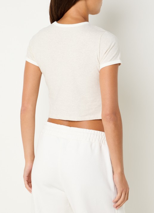 New Balance Ringer cropped T-shirt met logo - achterkant 2 grijs