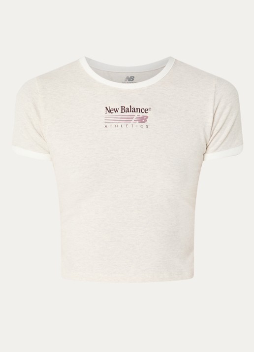 New Balance Ringer cropped T-shirt met logo - voorkant 3 grijs