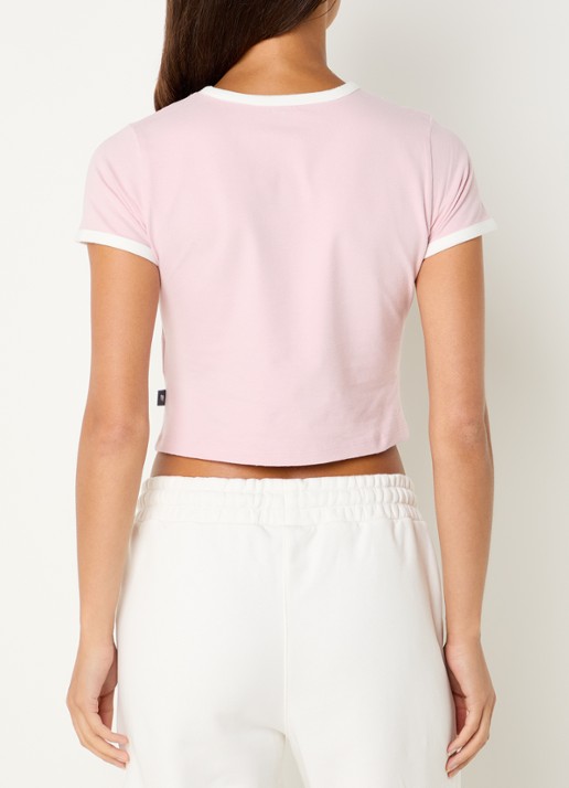 New Balance Ringer cropped T-shirt met logo - achterkant 3 roze