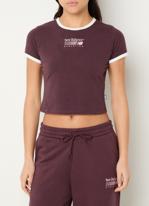 New Balance Ringer T-shirt met logoborduring