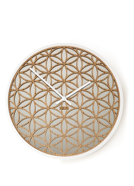 NeXtime Bella Mirror wandklok 50 cm - voorkant beige