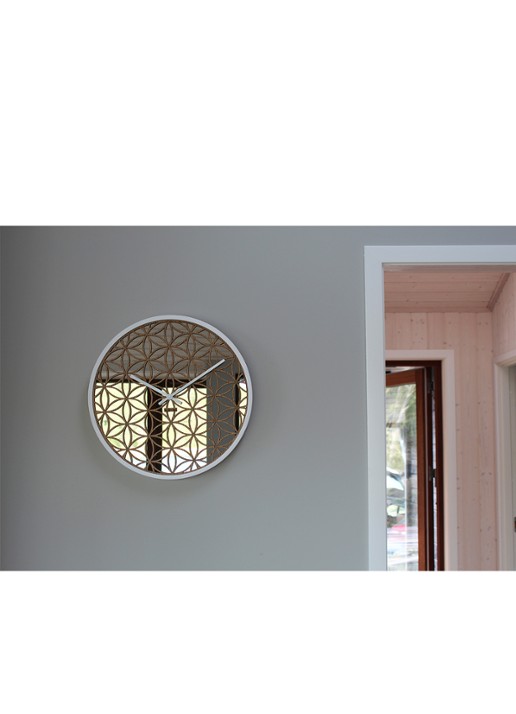 NeXtime Bella Mirror wandklok 50 cm - voorkant 2 beige