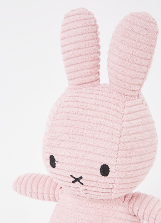 Nijntje Miffy knuffel van corduroy 23 cm - voorkant 2 lichtroze