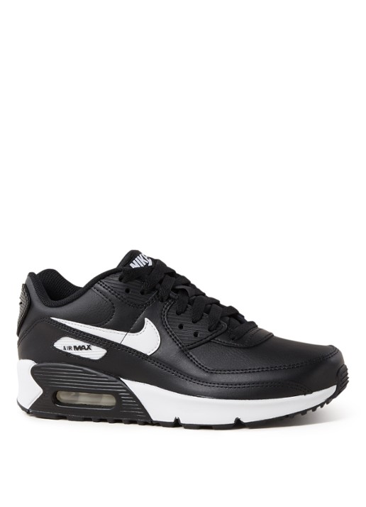 Nike Air Max 90 sneaker met leren details - voorkant zwart