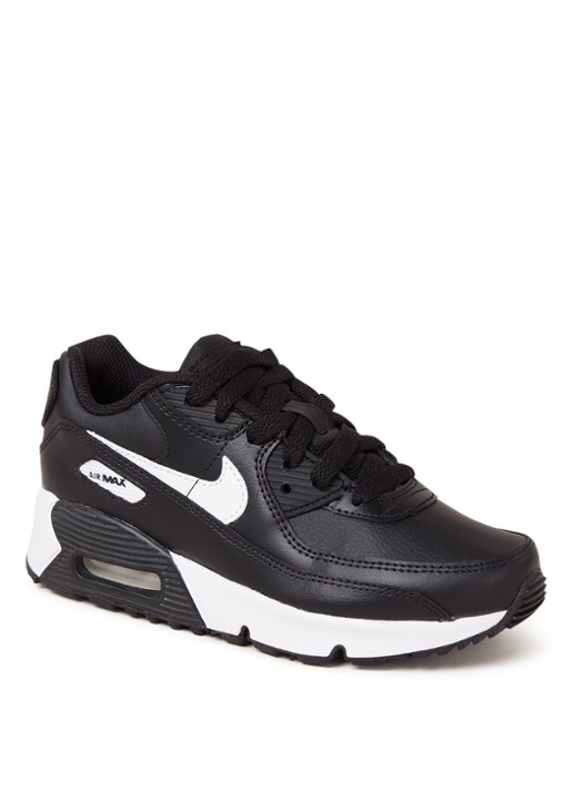 Nike Air Max 90 sneaker van leer - voorkant zwart