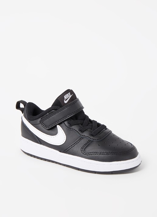 Nike Court Borough sneaker van leer - voorkant zwart