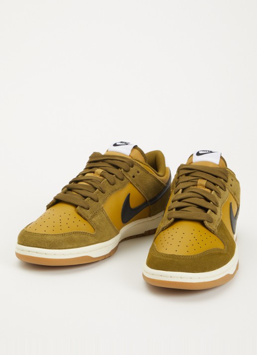 Nike Dunk Low sneaker met suède details - detail 2 olijfgroen