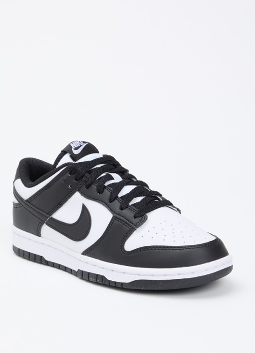 Nike Dunk Low sneaker van leer - voorkant zwart