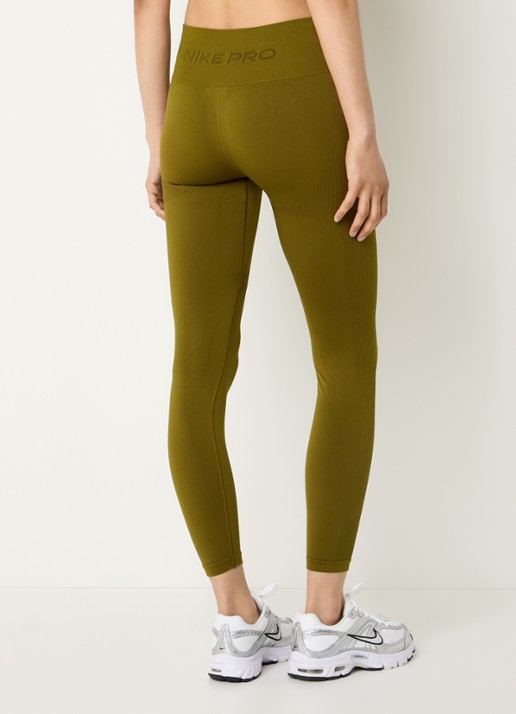 Nike High waist skinny fit legging met dri-fit en logoband - achterkant 3 mosgroen