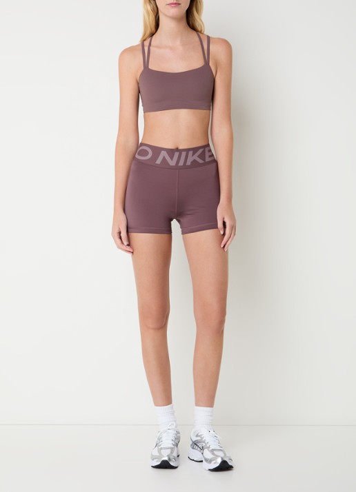 Nike Pro Sculpt high waist skinny fit fietsbroek met dri-FIT en logoband - voorkant 5 taupe