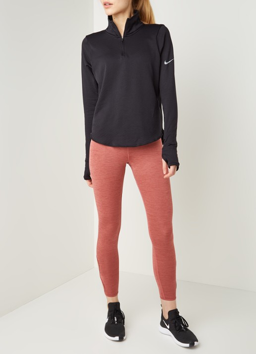 Nike Sphere hardloop longsleeve met halve rits - voorkant 2 zwart