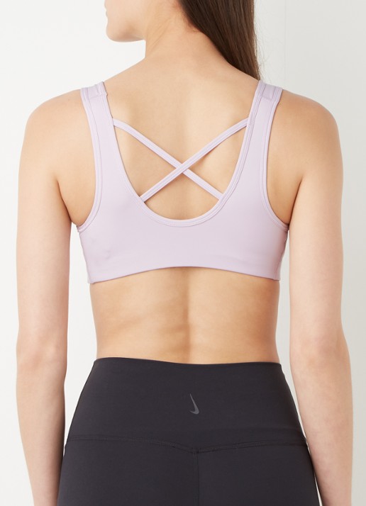 Nike Sport bh met medium support en logoprint - achterkant lichtpaars