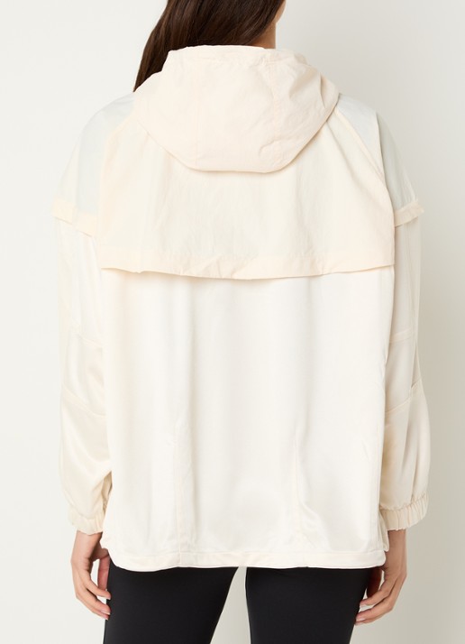 Nike Windjack van satijn met capuchon en steekzakken - achterkant beige