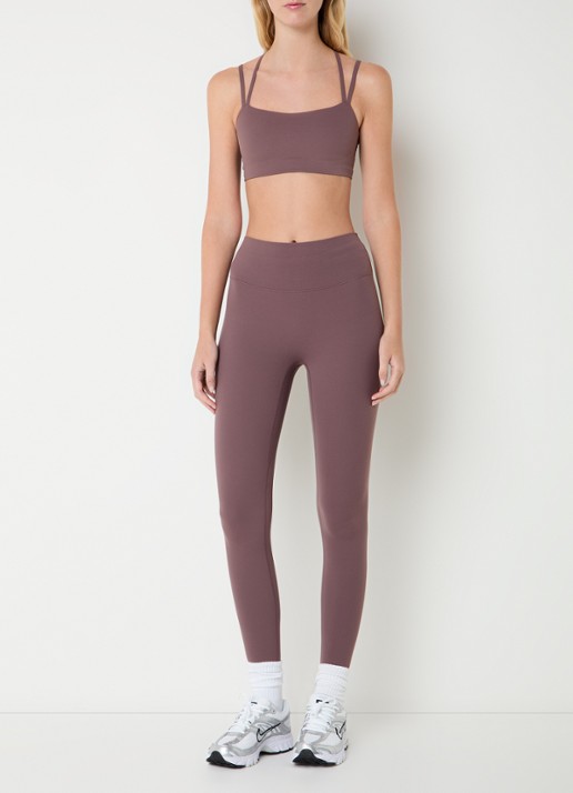 Nike Zenvy high waist skinny fit trainingslegging  - voorkant 5 taupe
