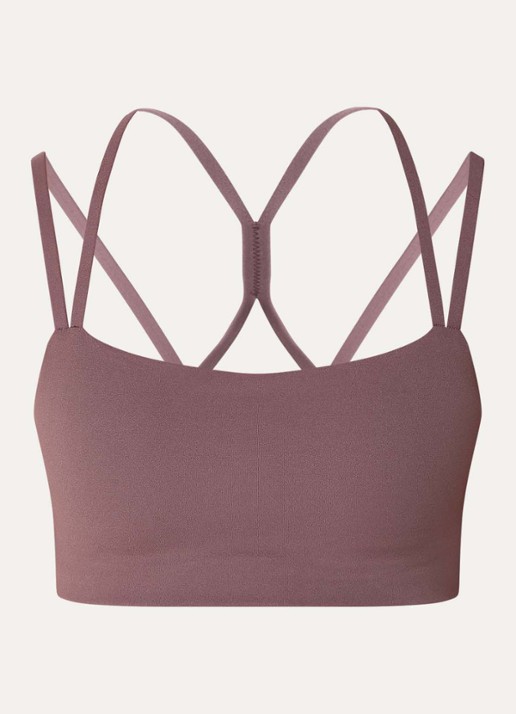 Nike Zenvy sport bh met light support en dri-FIT - voorkant 2 taupe