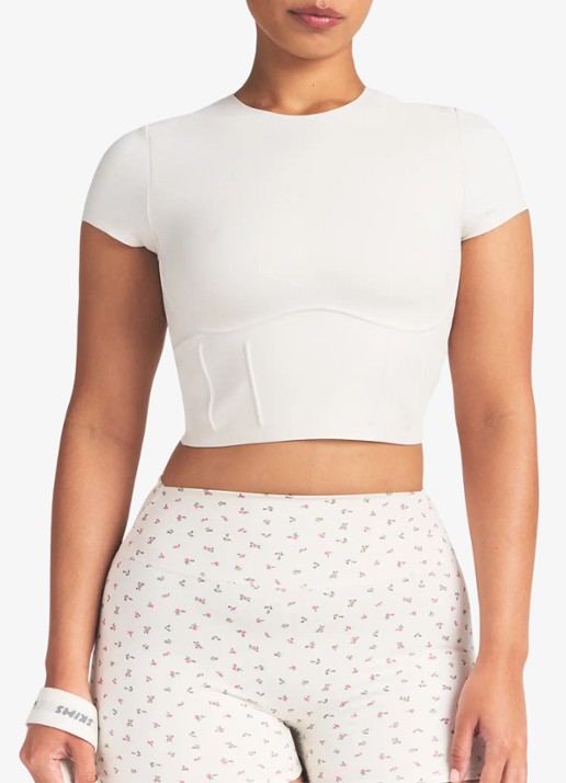 NikeSKIMS Matte trainings crop top met stretch - detail wit