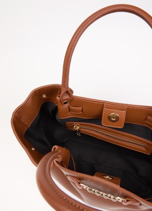 NIKKIE Ailis Chunky handtas met applicatie - detail cognac