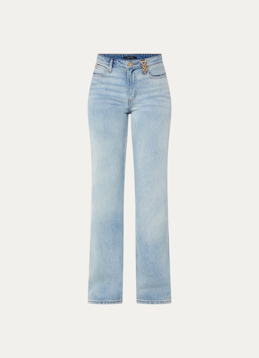 NIKKIE Aina high waist straight leg jeans met lichte wassing - voorkant 4 indigo
