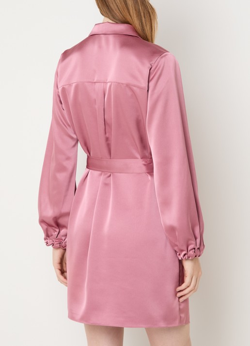 NIKKIE Aivy midi blousejurk van satijn - achterkant 2 oudroze