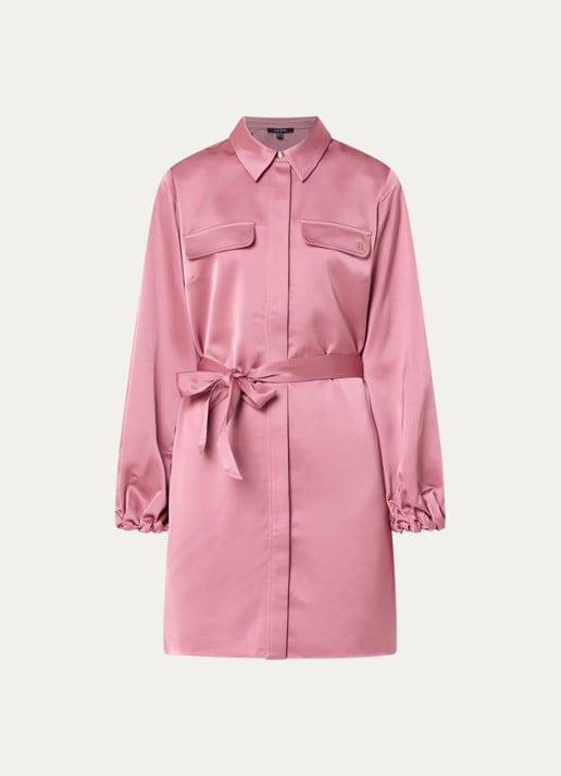 NIKKIE Aivy midi blousejurk van satijn - voorkant 3 oudroze