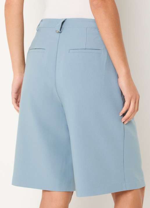 NIKKIE Alani high waist straight fit korte broek met steekzakken - achterkant 4 blauwgrijs