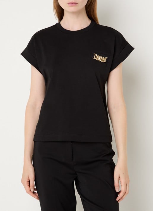 NIKKIE Aleena T-shirt met ronde hals - detail 4 zwart