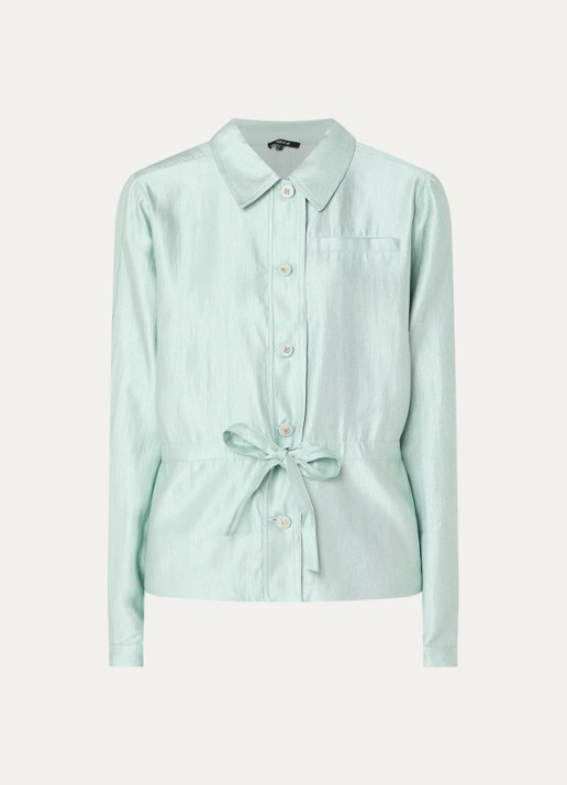 NIKKIE Alira blouse met metallic finish - voorkant lichtblauw