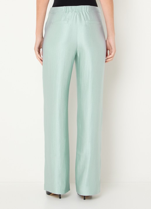 NIKKIE Alira high waist loose fit broek met steekzakken en metallic finish - achterkant 4 lichtblauw