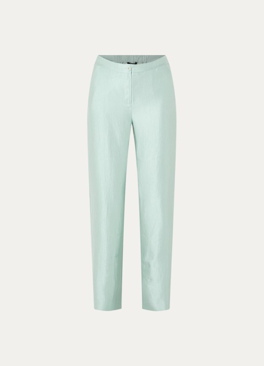 NIKKIE Alira high waist loose fit broek met steekzakken en metallic finish - voorkant lichtblauw