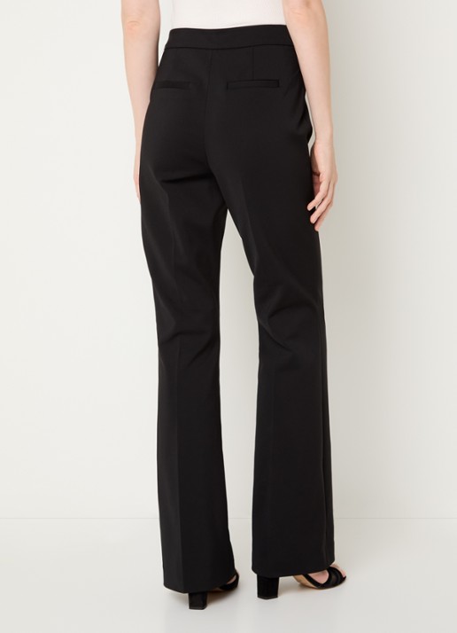 NIKKIE Alka high waist flared fit pantalon met klepzakken en persplooi - achterkant 2 zwart