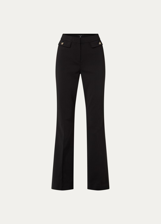 NIKKIE Alka high waist flared fit pantalon met klepzakken en persplooi - voorkant 3 zwart