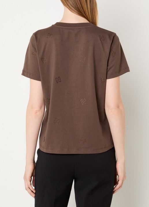 NIKKIE Allover N T-shirt met logoprint en strass - achterkant 4 zwart