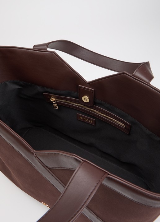 NIKKIE Alvin shopper met logo - detail 3 chocoladebruin
