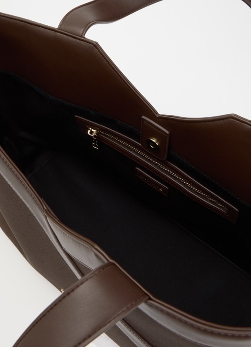 NIKKIE Alvino shopper met logo - detail bruin