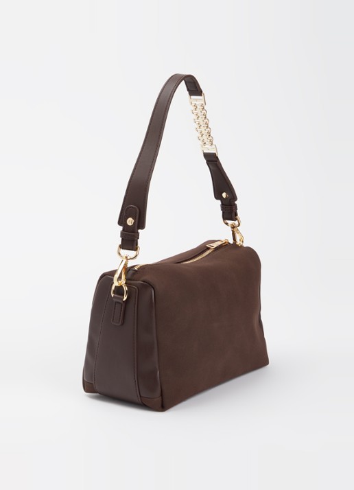 NIKKIE Amandelien small schoudertas met afneembare schouderriem  - achterkant 4 chocoladebruin
