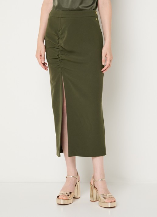 NIKKIE Amine midi kokerrok met split en plooidetail