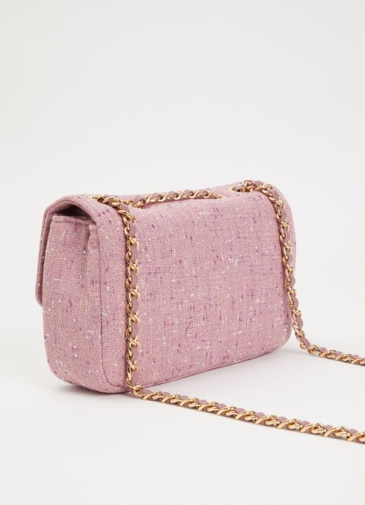NIKKIE Ann Shiny crossbodytas met strass - achterkant roze
