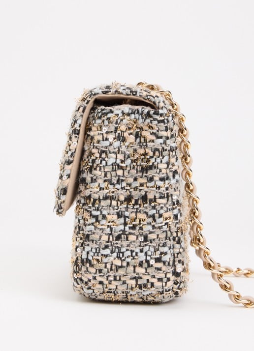 NIKKIE Ann Tweed schoudertas in wolblend met glitter - detail 2 donkerbeige