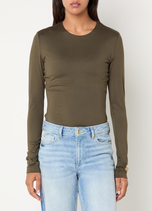 NIKKIE Annabel body met ronde hals - detail bronsgroen