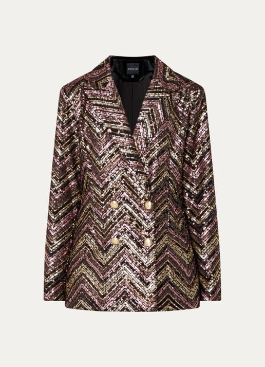 NIKKIE Annelies double-breasted blazer met pailletten  - voorkant oudroze