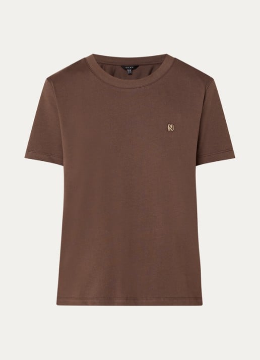 NIKKIE Arella T-shirt met logo - voorkant 2 bruin