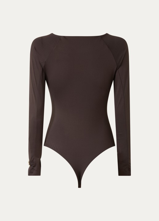 NIKKIE Ariela body met V-hals - achterkant 4 chocoladebruin