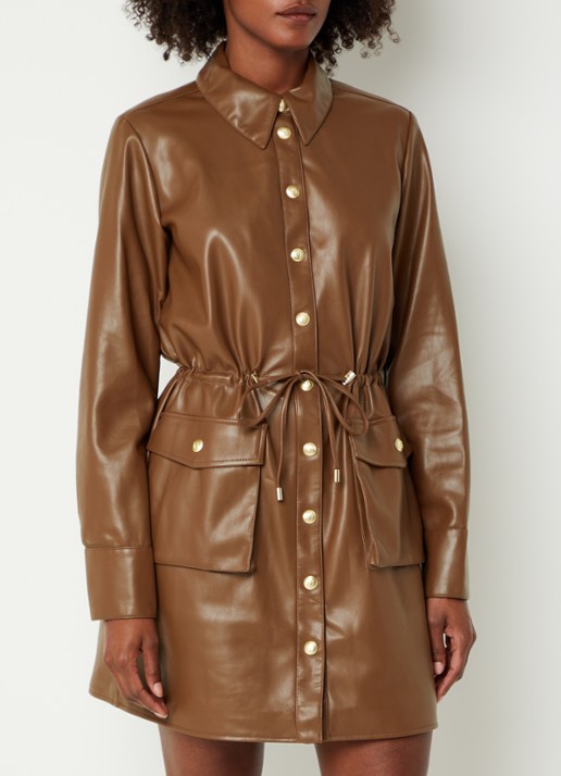 NIKKIE Arissa midi blousejurk van imitatieleer