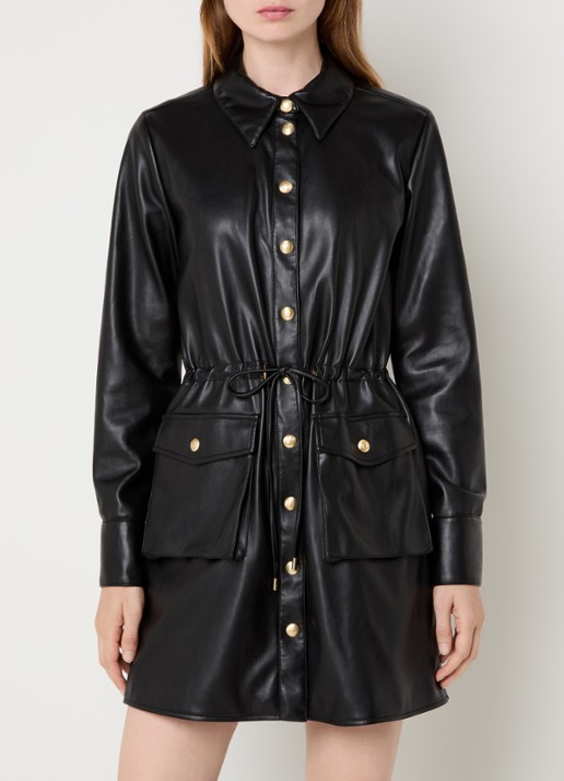 NIKKIE Arissa midi blousejurk van imitatieleer